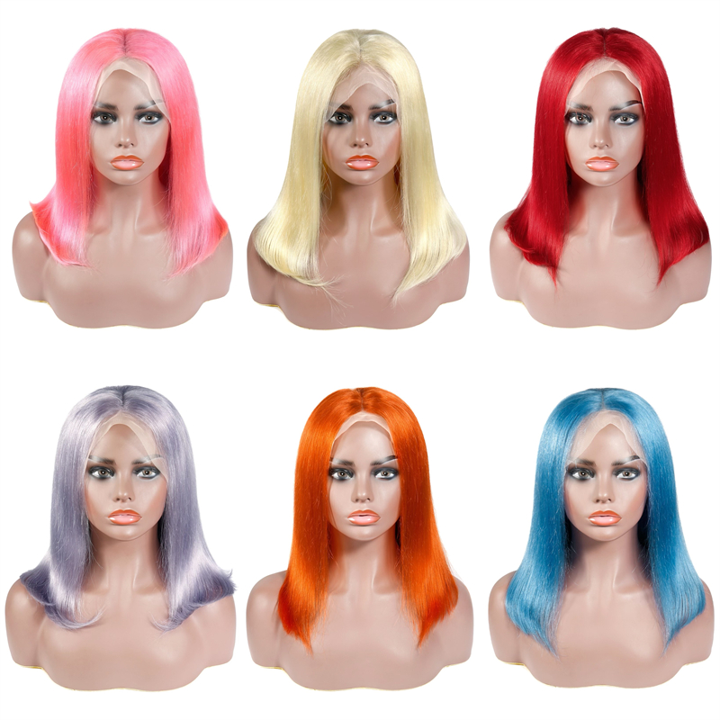 13x6 Straight Hair Colored BOB Lace Front Wig - 图片 2